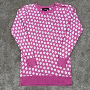 Vtg Jordache Sweater Size L 10-12 Pink White Polka Dot Cotton 90s Kidcore Retro
